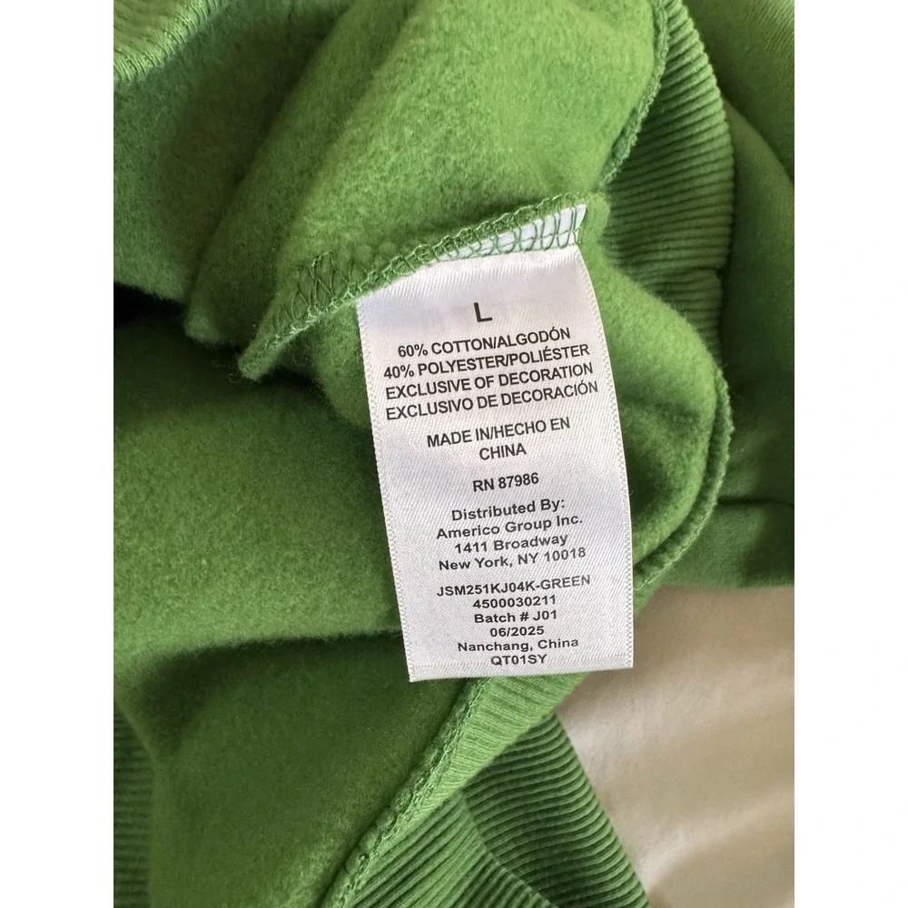 New JOHN DEERE Hoodie Size Large Big Logo Green Yellow Workwear Sweatshirt
